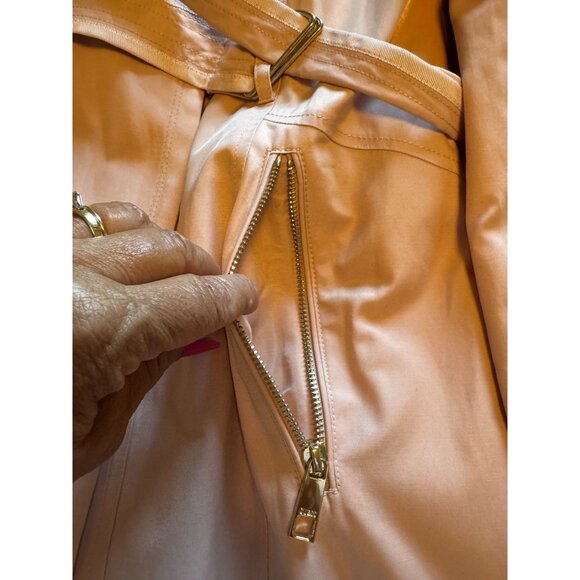 Guess Womens Double-Breasted Belted Trench Coat L/G Light Pink Cotton Polyester - Picture 11 of 13